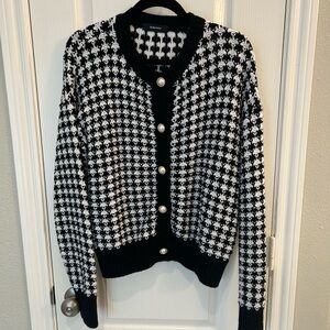 Houndstooth knit cardigan